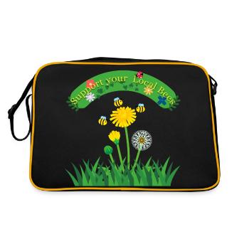 Support your Local Bees - Retro Tasche - Schwarz/Gold - Hinten