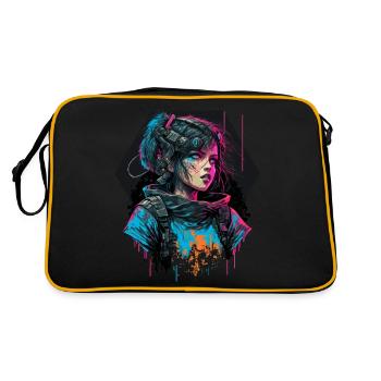 Stunning digital illustration of a Stunning Girl - Retro Bag - black/gold - Back