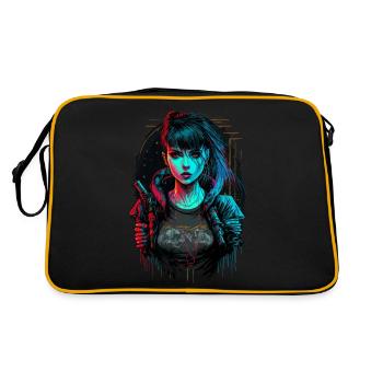 Cool Digital Painting of a Cyber Girl - Retro Bag - black/gold - Back