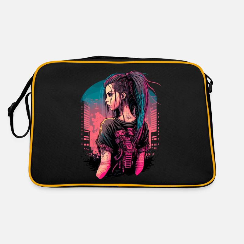 Atemberaubendes futuristisches Mädchen der perfekte Geburtstag Retro Tasche