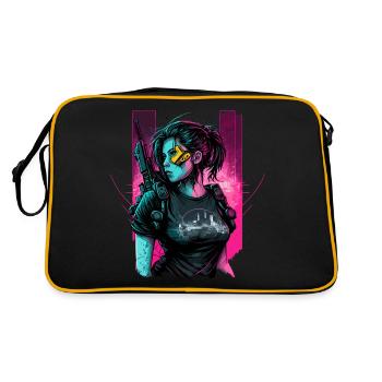 Stunning Digital Illustration of a Punk Girl - Retro Bag - black/gold - Back