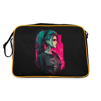 Breathtaking Digital Painting of a Punk Women - Retro Bag - black/gold - Back