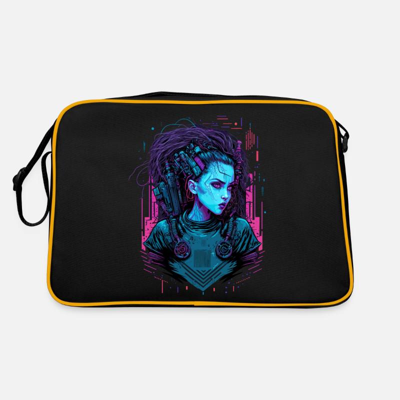 Cooles Artwork einer Science Fiction Lady Retro Tasche