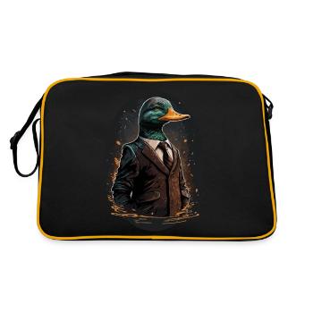 Trendy digital painting of a duck in a suit - Retro Bag - black/gold - Back