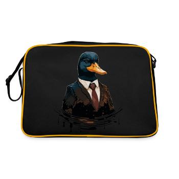 Cute drawing of a duck formal clothes - Retro Bag - black/gold - Back
