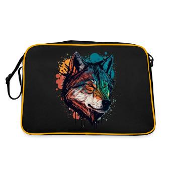 Ein Wolfskopf Digitale Illustration als der Große - Retro Tasche - Schwarz/Gold - Hinten