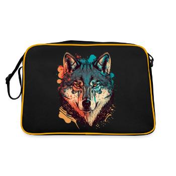 Dessin tendance d’un loup - Sac Retro - noir/or - Dos