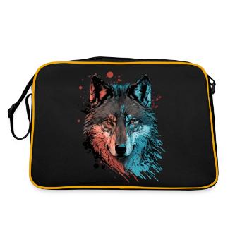 Ein Wolfskopf Digitale Illustration als der Große - Retro Tasche - Schwarz/Gold - Hinten