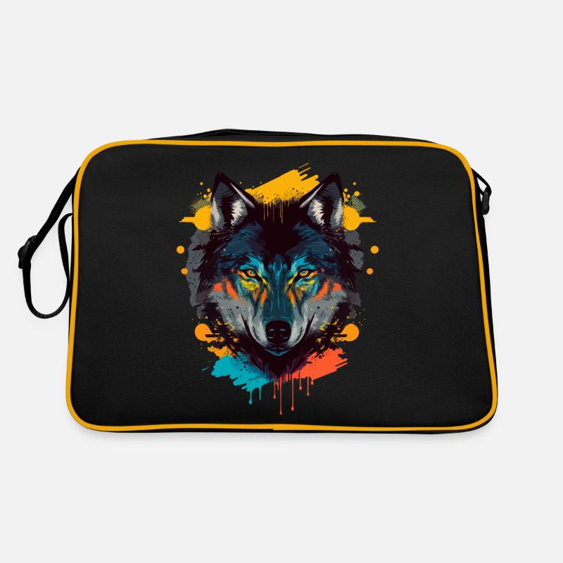 Stunning Drawing of a Wolf Head Retro Bag