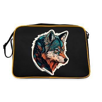 Une illustration numérique de loup comme cadeau fabuleux - Sac Retro - noir/or - Dos