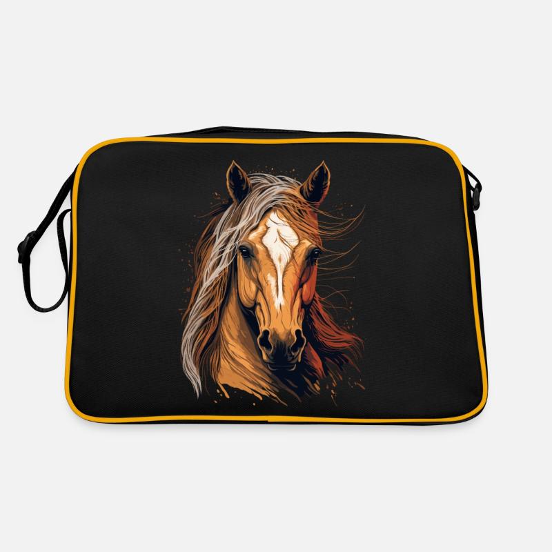 Pferde Illustration Retro Tasche