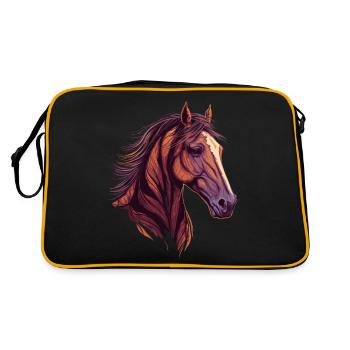 Schöner Pferdekopf - Retro Tasche - Schwarz/Gold - Hinten