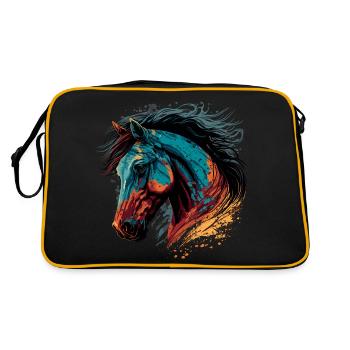 Trendiges Pferdekopf-Design - Retro Tasche - Schwarz/Gold - Hinten