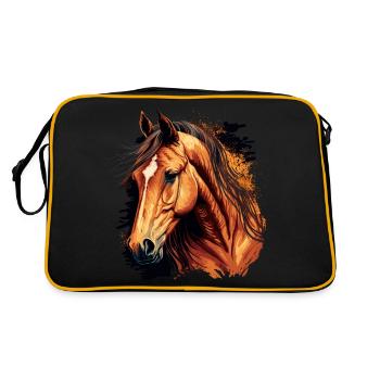 Erstaunliche Pferdezeichnung - Retro Tasche - Schwarz/Gold - Hinten