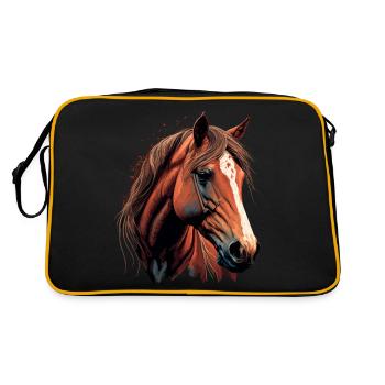 Superbe illustration numérique de tête de cheval - Sac Retro - noir/or - Dos