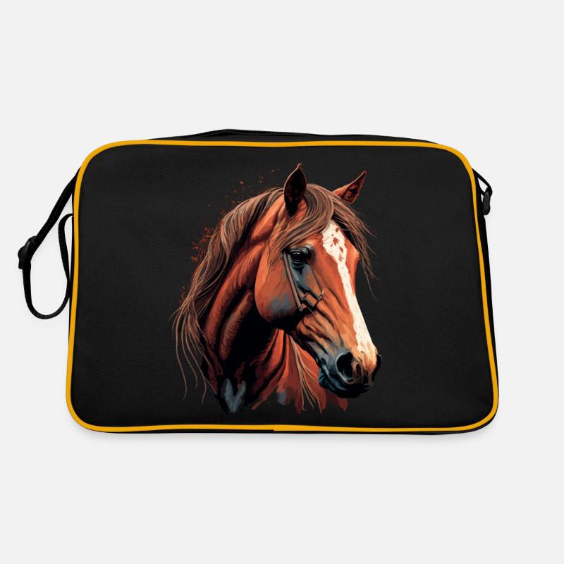 Atemberaubende Pferdekopf Digitale Illustration Retro Tasche