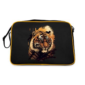 Face Illustration of Tiger - Retro Bag - black/gold - Back