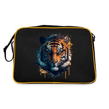 Tiger für Tierfreunde - Retro Tasche - Schwarz/Gold - Hinten