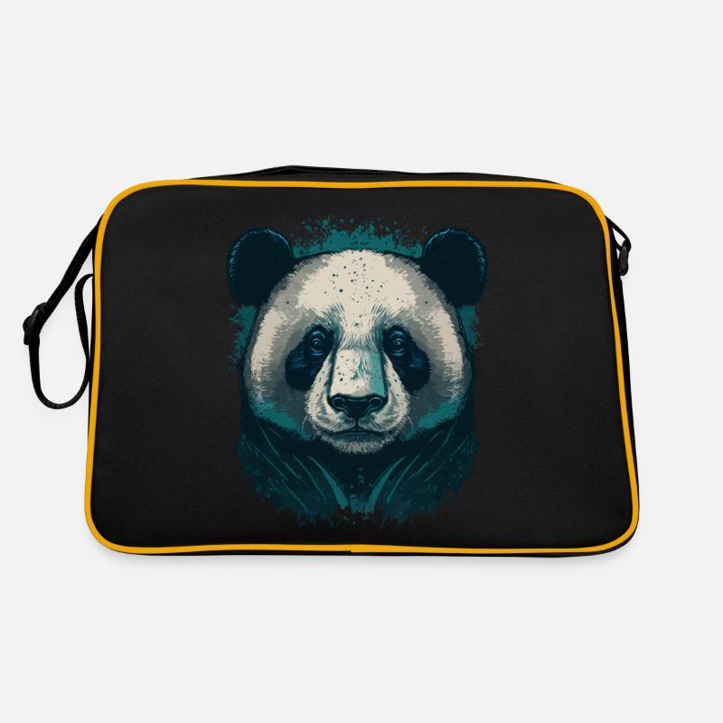 Blauer Pandakopf Retro Tasche