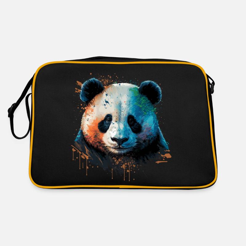 Bunte Panda Illustration Retro Tasche