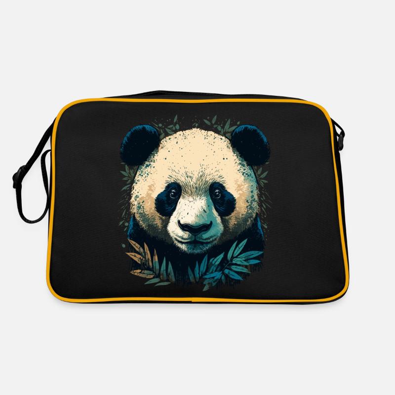 Panda mit Bambusleaths Retro Tasche