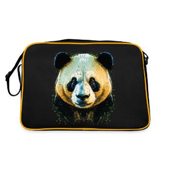 Yellow Panda Head - Retro Bag - black/gold - Back