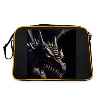 Dragon with fiery eyes - Retro Bag - black/gold - Back