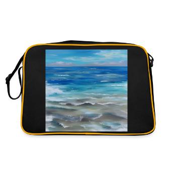 Blue sky and ocean painting - Retro Bag - black/gold - Back
