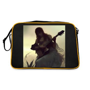 Ancient guitarist photo - Retro Bag - black/gold - Back