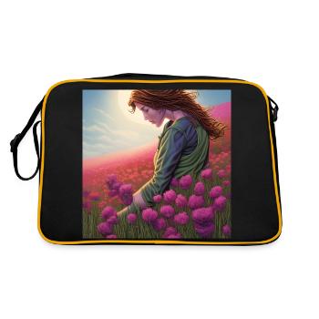 Une femme parmi les fleurs roses - Sac Retro - noir/or - Dos