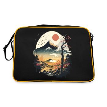 Japanischer Ventilator - Retro Tasche - Schwarz/Gold - Hinten