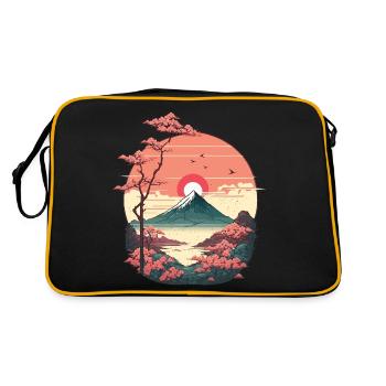 Sunset over Montain - Retro Bag - black/gold - Back