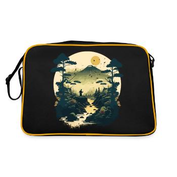 Gravure sur bois japonaise - Sac Retro - noir/or - Dos