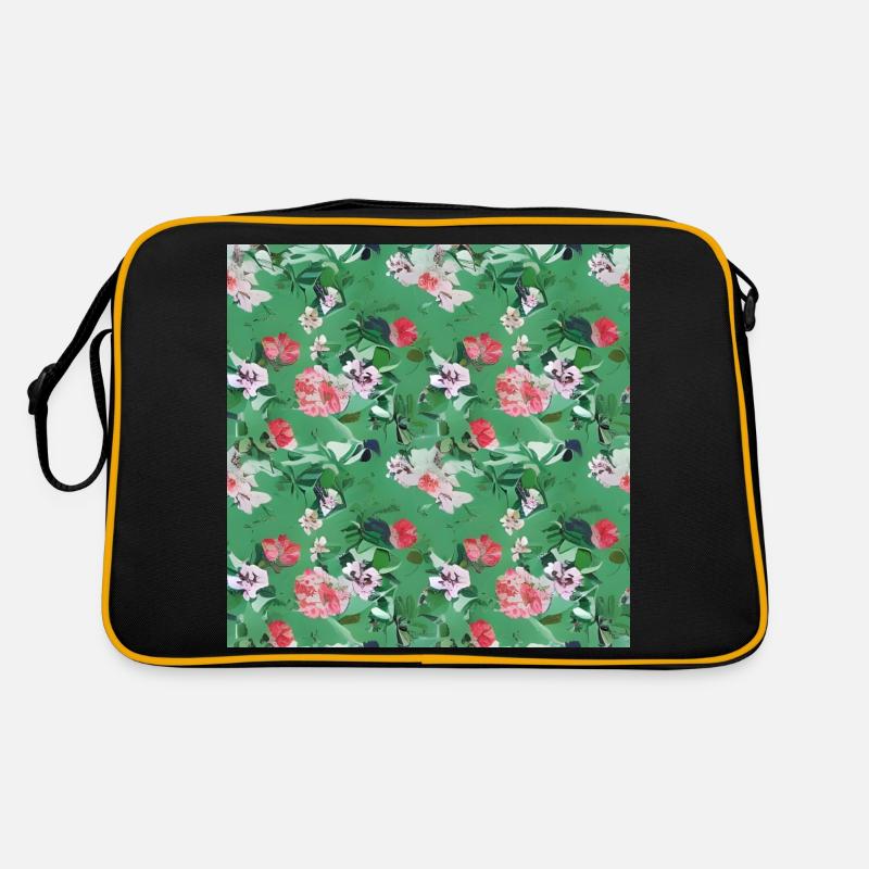 Green flower pattern Retro Bag