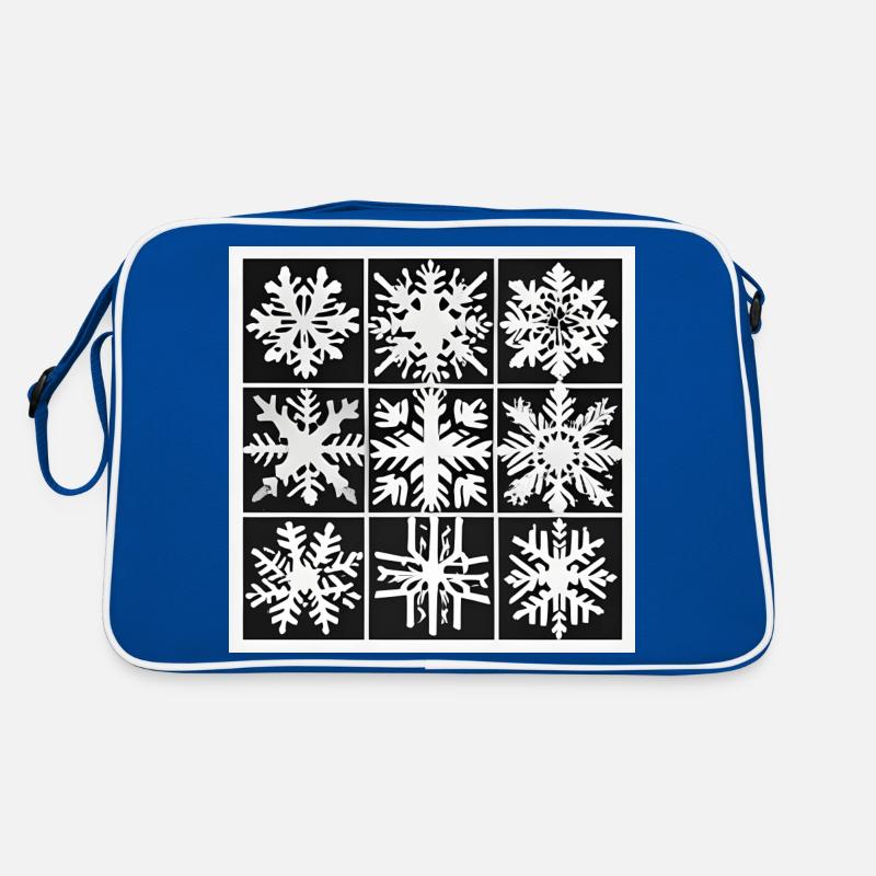Snow flakes black and white pattern Retro Bag