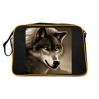 Wolf portrait - Retro Bag - black/gold - Back
