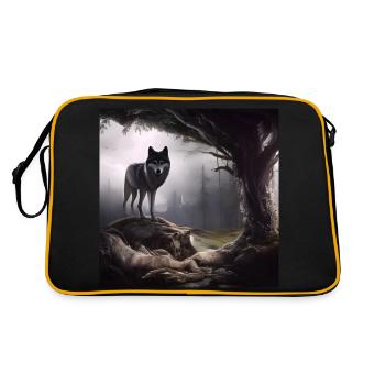 Wolf in the forest - Retro Bag - black/gold - Back