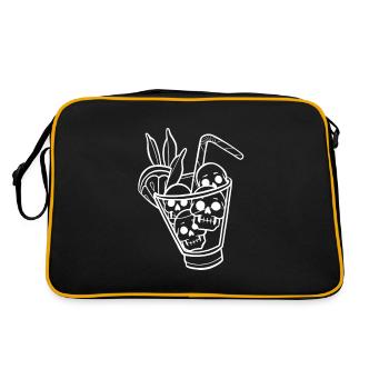 Skull Cocktail Linie Kunst - Retro Tasche - Schwarz/Gold - Hinten