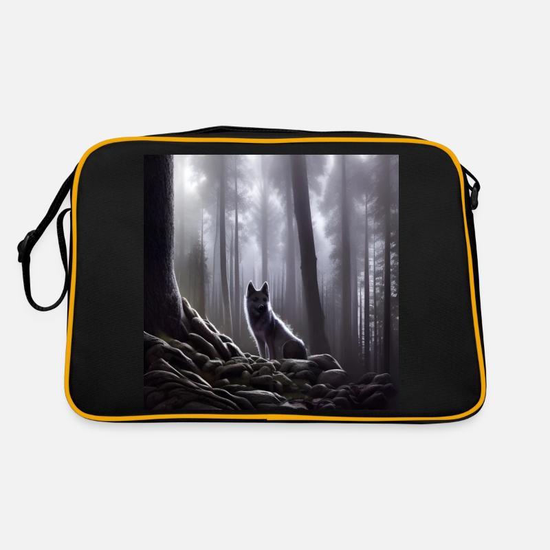 Wolf im Wald Retro Tasche