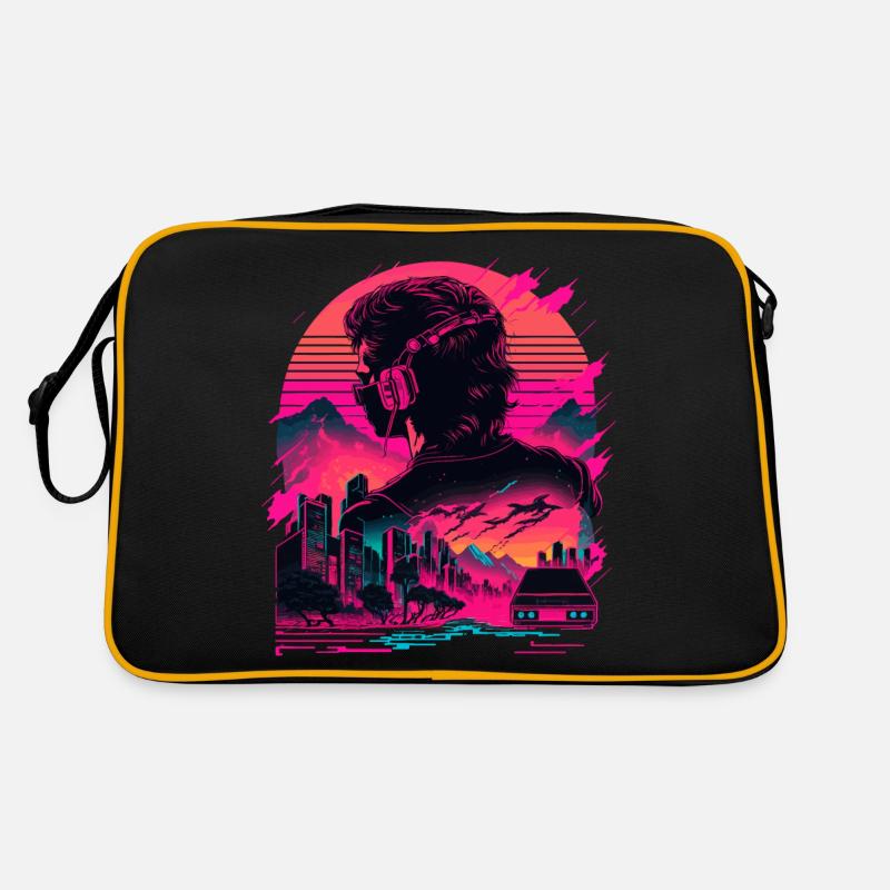 Synthwave-Raum Retro Tasche