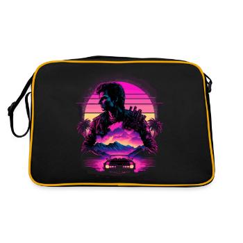 Synthwave-Kunst - Retro Tasche - Schwarz/Gold - Hinten