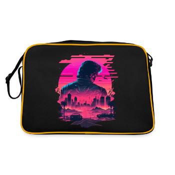 Synthwave City Skyline - Retro Bag - black/gold - Back