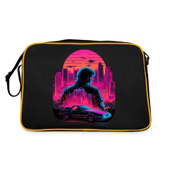 Vaperwave Stadt - Retro Tasche - Schwarz/Gold - Hinten