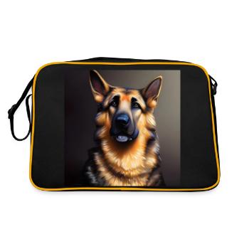German Shepherd artwork - Retro Bag - black/gold - Back