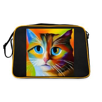 Abstract cat portrait - Retro Bag - black/gold - Back