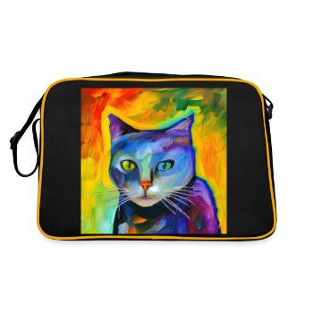 Fantasy portrait of a cat - Retro Bag - black/gold - Back