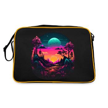 Vaporwave Landscape - Retro Bag - black/gold - Back