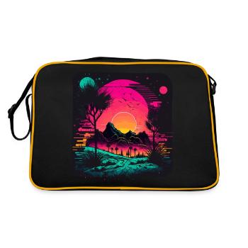 Creepy Neon Landscape - Retro Bag - black/gold - Back