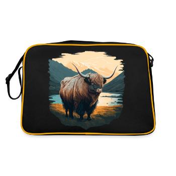 Yak with Lake - Retro Bag - black/gold - Back