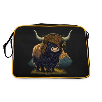 Illustration amusante de yak - Sac Retro - noir/or - Dos